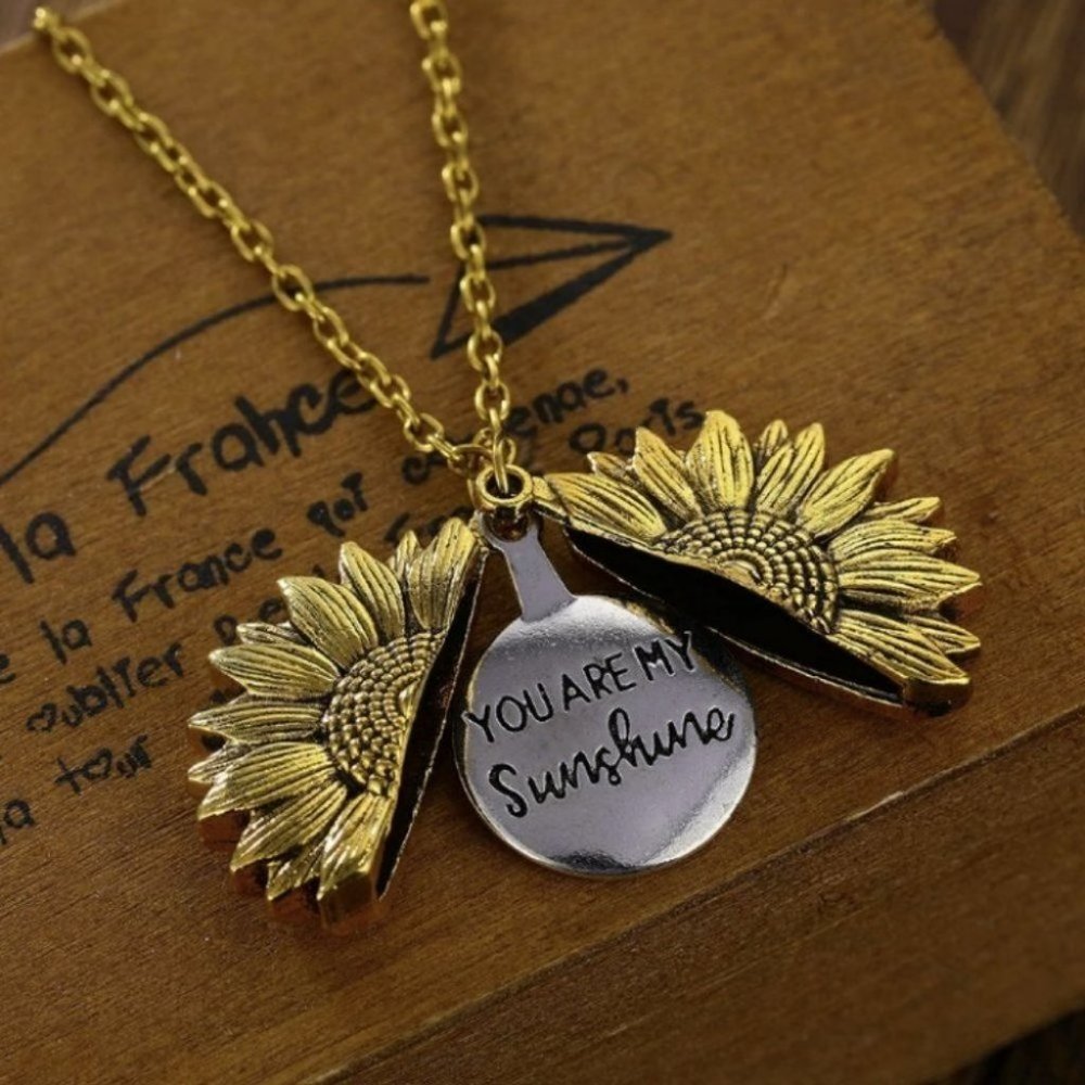 You Are My Sunshine Sunflower Pendant Necklace - Picture 7 of 11